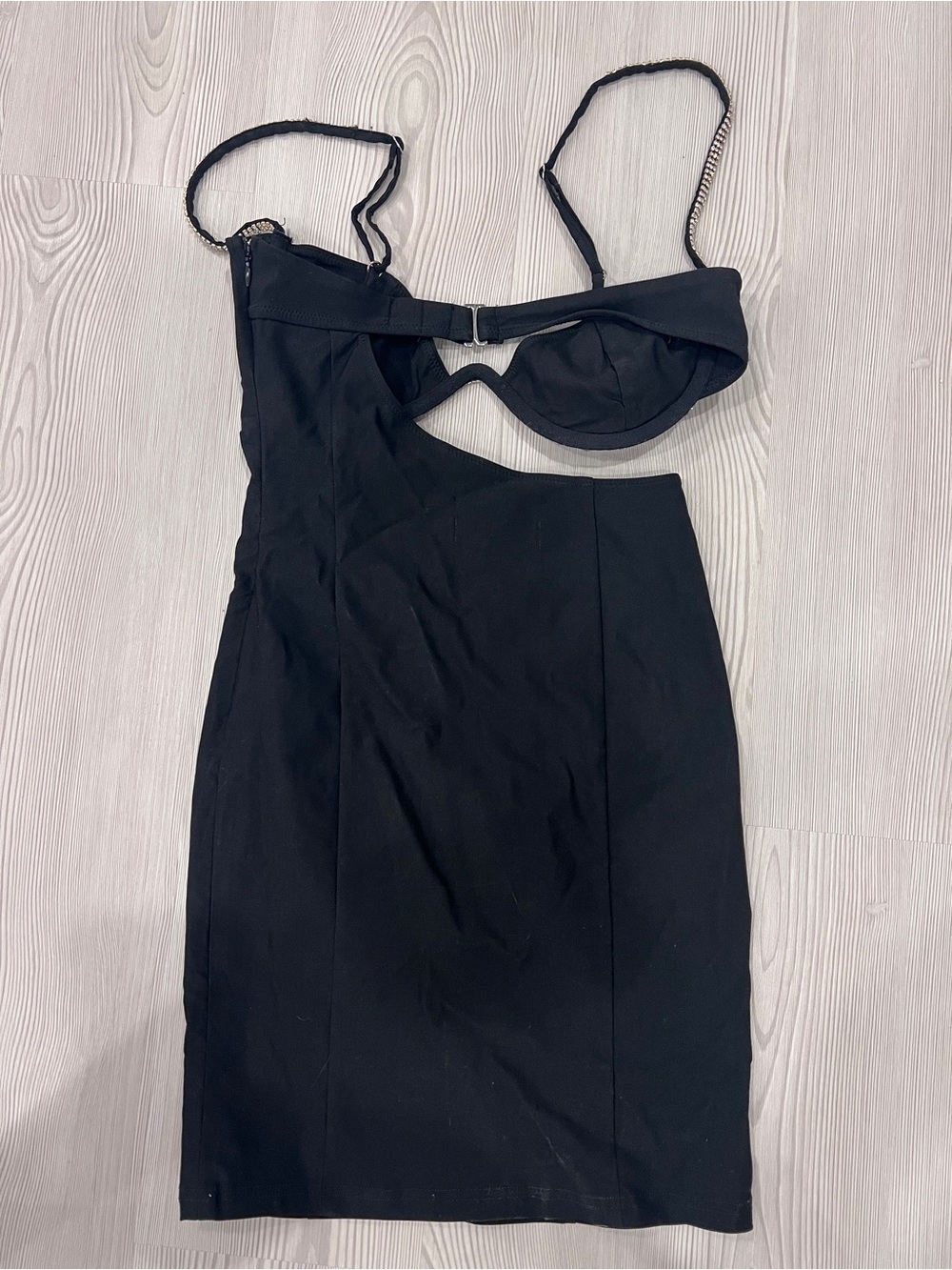 White Fox Boutique Black Rhinestone-Trim Cutout Mini Dress - Picture 4 of 9